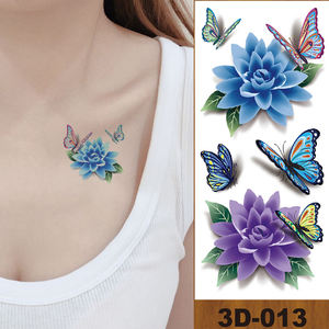 โอนน้ำง่าย <span class=keywords><strong>Tatt</strong></span> 3D ดอกไม้สีฟ้ารอยสักปลอมรอยสักชั่วคราว - Product Image 1