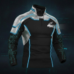 Service OEM, logo personnalisé, t-shirt de compression de sport à manches longues, 100% coton, motif uni - Product Image 3