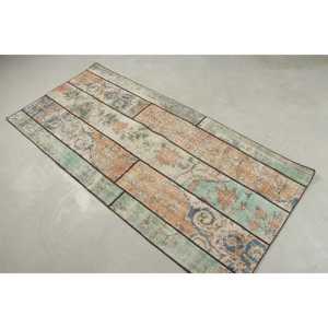 พรมตุรกี ขนาด 2.9x6.4 ฟุต พรมวินเทจสีน้ำตาลน้ำเงิน พรมโมร็อกโก - Product Image 2