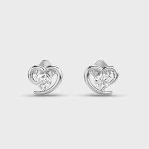 Pendientes de Diamante Cultivado en Laboratorio con Certificación IGI, Forma de Corazón, Oro Amarillo/Blanco/Rosa de 9K, Pendientes Solitarios Minimalistas con Forma de Corazón - Product Image 1
