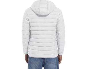 <b>Men's</b> <b>White</b> Hooded <b>Puffer</b> <b>Jacket</b> Windproof Casual Winter Wear Regular Length Zipper Closure 100 Polyester Filling - Product Image 4