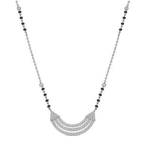 NOVAMART Fine Pure Silver Mangalsutra Necklace Geometric Pattern Gold Beads Strands Religious Wedding Gift for <b>Wife</b> Featuring Di - Product Image 1