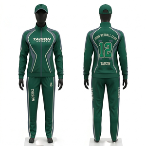 Chándal de netball para mujer, tela deportiva de poliéster, azul marino, verde azulado, paneles laterales blancos, estampado por sublimación personalizado, chándal para mujer - Product Image 6