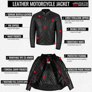 Veste de motard en cuir surdimensionnée d'hiver personnalisée ODM OEM pour hommes, col montant, style zippé, haute qualité, design de poche personnalisé - Product Image 5