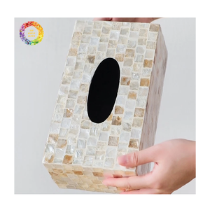 Cubierta para Caja de Pañuelos con Incrustaciones de Madreperla Hecha a Mano, Portapañuelos con Incrustaciones de Madreperla de Alta Calidad - Product Image 6