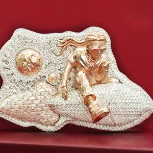 Colgante de Lujo con Moissanita de Astronauta, Chapado en Oro Rosa, Estilo Hip Hop, Plata de Ley, 25 Quilates, Joyería de Alta Gama - Product Image 1