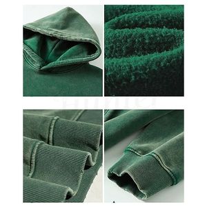 100% coton poids personnalisé en détresse lavé à l'acide sweat à capuche blanc hommes à capuche Vintage hiver manches longues sweats à capuche - Product Image 6