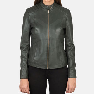 Veste d'hiver pour femme en cuir de vache véritable, coupe-vent, écologique, col montant, grande taille, respirante, idéale pour l'extérieur - Product Image 1