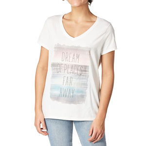 Camiseta de Mezcla de Poliéster para Mujer al por Mayor, Personalizable, Suave, de Secado Rápido, Camiseta de Poliéster para Mujer, Tela Lisa - Product Image 4