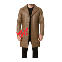 Veste en cuir de motard long personnalisé pour hommes Veste en cuir marron pour hommes