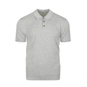 Design de mode Gris Solide Bouton Polo Tricoté Hommes Coton Lyocell Tricot Polos pour Hommes - Product Image 1