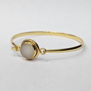 925 Sterling Silver Gold Plated AA Quality Round Cut White Druzy Gemstone Handmade Unique <b>Adjustable</b> Fashion <b>Bracelet</b>/Bangle - Product Image 3