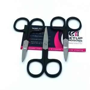 Tijeras de Acero Inoxidable de Alta Calidad con Recubrimiento de Polvo Negro, Hoja Recta Pequeña, para Cejas, con Logotipo Personalizado, Instrumento de Belleza - Product Image 1