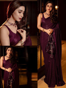 Bollywood Designer Heavy Georgette Sequence Fancy Work Saree Último diseño indio para chicas de fiesta Hecho de tela exclusiva suave - Product Image 4