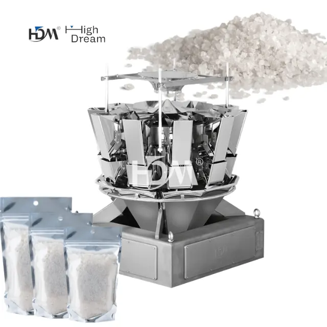 250g To 500g Salt Sugar Powder Pack 14 Head Independent Linear Feeder Pan Multihead Combination Weigher Packing Machine