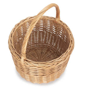 Light Steamed <b>Wicker</b> Round Orchard Shopping <b>Basket</b> - Product Image 3