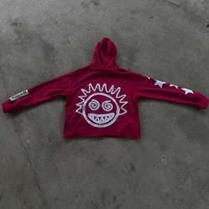 Ropa de calle personalizada, parche bordado desgastado de peso pesado, Sudadera con capucha recortada con cremallera cuadrada lavada con ácido de Terry francés para hombres - Product Image 5