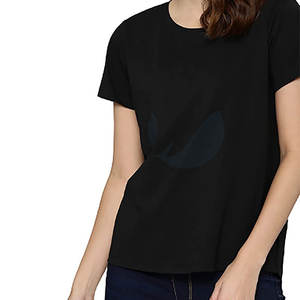 OEM เสื้อยืดลำลองแขนครึ่งแขนสำหรับผู้หญิงใส่ในฤดูร้อนพิมพ์ลายตามสั่งผ้าฝ้ายระบายอากาศได้ผ้าไหมสีพื้นเรียบเรียบ - Product Image 2