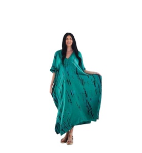 Latest Hot Collection Beach Cover up Cotton Tie Dye 3/4 <b>Sleeve</b> Plus Size Elegant <b>Cardigan</b> Long Kaftan - Product Image 1