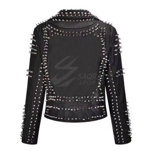 100% cuir fait dernière conception femmes Stud veste imperméable en gros veste d'hiver pour les femmes - Product Image 2