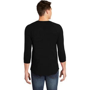 เสื้อยืดคอกลมแขน 3/4 สําหรับ unisex - เฮเทอร์สีเทา/ดํา 50/50 ผ้าฝ้าย/โพลีเอสเตอร์แขน Raglan เสื้อยืดทรงเข้ารูประบายอากาศได้บาง - Product Image 2