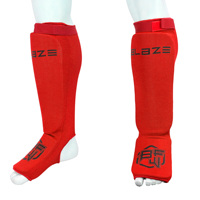 BLAZE FIGHT GEAR - Espinilleras de Tela Profesional y Cuero Genuino de Secado Rápido, para Deportes de Alto Impacto, Boxeo, Artes Marciales, Kickboxing, Muay Thai