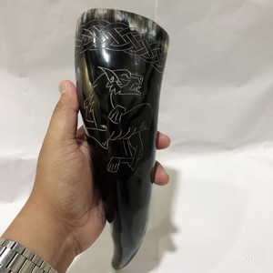 Indian Handmade <b>Drinking</b> Horn With Horn <b>Stand</b> <b>Drinking</b> Horns for Sale <b>Drinking</b> Cow Viking by Lametierartz - Product Image 4