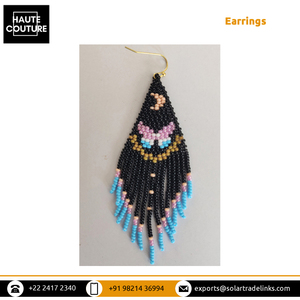 Gran oferta exclusiva en pendientes de borlas con cuentas de Luna y mariposa bordados a mano de 9 cm de largo para mujer - Product Image 6