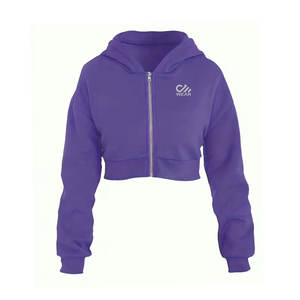 เสื้อฮู้ดสวมหัวแขนยาวสีพื้นของผู้หญิงเสื้อครอปแบบมีฮู้ดออกแบบโลโก้ได้ตามต้องการ - Product Image 1
