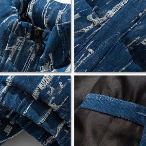 Vente en gros de veste denim d'hiver à logo personnalisé bouffant de jean bleu à la mode pour hommes et femmes fermeture à glissière brodée - Product Image 5