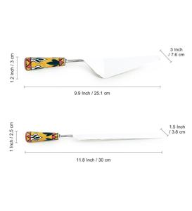 Ensemble de couteaux à beurre en acier inoxydable Ensemble de couteaux à fromage en métal finition argentée brillante avec manche décoratif en bois Ensemble de couteaux de 2 pièces - Product Image 3