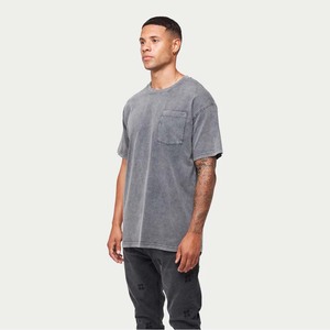 Camiseta de lavado ácido Unisex hecha a mano de primera calidad, Jersey de algodón, parche con logotipo bordado, características desgastadas, mangas cortas ajustadas de gran tamaño - Product Image 3