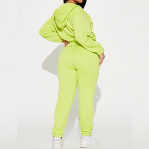 Sudadera con capucha de gran tamaño para mujer de algodón 100% de lujo, conjunto deportivo de invierno de 2 piezas, cintura elástica, característica transpirable, logotipo frontal - Product Image 5