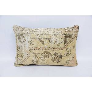 Almohada de lana de 16x24 DE LUJO Beige Kantha Patchwork tejido bordado Vintage patrón esponjoso estampado cojín para sofá suelo decorativo - Product Image 1