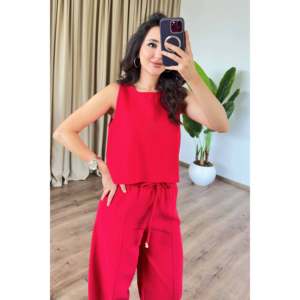 Basic Model Red <b>Linen</b> Wholesale <b>Set</b> - Red - Product Image 5