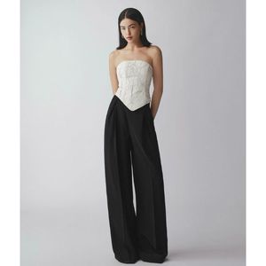 กางเกงผ้าชีฟองขากว้างลำลองลำลองไซส์ควีนไซส์ผ้าแห้งเร็วแฟชั่นหรูหราโลโก้กลางสง่างามไม่ยับ - Product Image 1