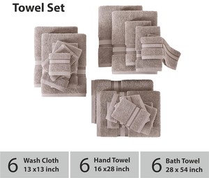 Juego de toallas de baño de secado rápido de lujo de 6 piezas Durable Ecológico Algodón turco Técnicas tejidas de color sólido Toalla al por mayor - Product Image 6