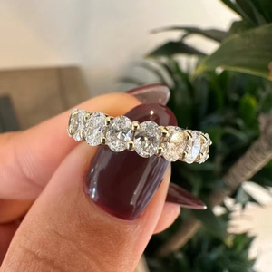 Lab Grown Diamond 14K Oro amarillo sólido Diamantes de corte ovalado anillo de banda de eternidad 3,50 quilates - Product Image 1