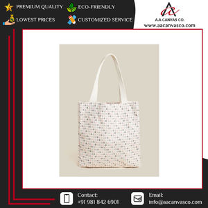 Bolsas de compras de lona de algodón ecológicas directas de fábrica, tamaño mediano, Color crema, producto promocional más vendido - Product Image 4