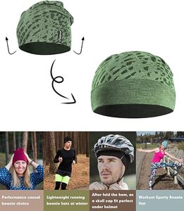 Bonnet à double ombre Fabricant de bonnets de course Camo Print Knit Custom Pattern Printing No Cuff Beanie - Product Image 4
