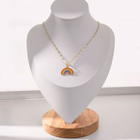 Pendentif tendance en acier inoxydable 316L, résistant à l'eau et inaltérable, plaqué or 14k 18k, collier arc-en-ciel coloré pour femme