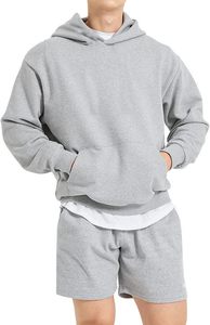 Sweat à capuche zippé oversize court pour homme, 100% coton, 400 g/m², en coton bouclette, délavé au soleil, effet délavé à l'acide, brodé, collection hiver - Product Image 3