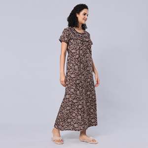 Chemise de nuit longue Evolve pour femme 100 % coton imprimé, super confortable et douce, fermeture boutonnée, taille XS, pour la maison - Product Image 4