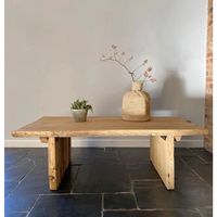 Mesa de Centro Rectangular de Madera Marrón Resistente, Diseño Tradicional, Fácil de Armar, Duradera, No Plegable, Muebles para Sala de Estar