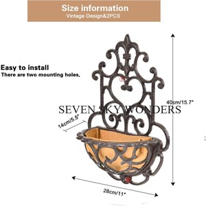 Maceta de metal de hierro para colgar en la pared de forma semiredonda, exportador al por mayor, nuevo diseño, maceta de metal de pared hecha a mano, suministros de fabricante - Product Image 6