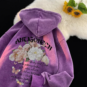 Sudaderas con capucha estampadas diseño personalizado lavado ácido Unisex Vintage ropa con estampado gráfico ropa Hip Hop Streetwear otoño sudaderas con capucha - Product Image 4