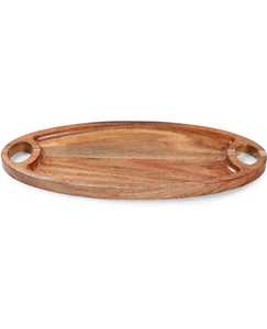 Bandeja DE SERVICIO DE MADERA ovalada de calidad superior 100%-Vajilla duradera apta para lavavajillas para cocina y sala de estar para alimentos y bebidas - Product Image 5