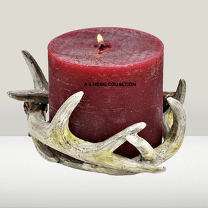 Portavelas de metal de aluminio con diseño de forma de asta rústica y perfecto para la decoración de vacaciones Cabin Lodge - Product Image 1