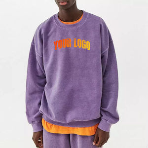 Vente en gros 100% coton Streetwear Acid Wash Sweatshirts Surdimensionné Coupe Ample Hommes Sweat Shirt Blanc Personnalisé Imprimé Hommes Sweat - Product Image 1