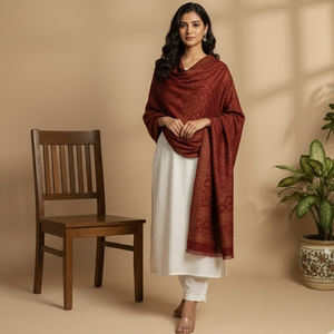 Châle d'hiver en laine Kullu de luxe avec motifs tissés à la main, doux et confortable, 80x40 pouces, respirant pour femme, à prix abordable - Product Image 5